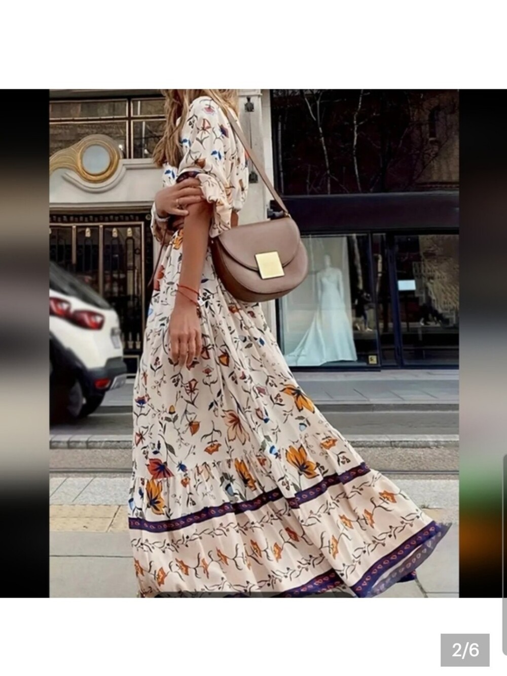 Oversized Cream Floral Bell Sleeve Maxi Dress Worn Once Size M Or L